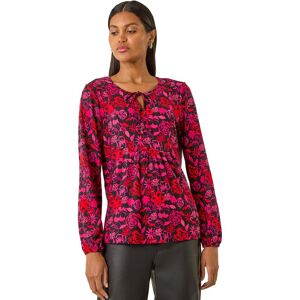 Roman Women's Floral Tie Neck Top in Pink Size: 18 Pink 18 Roman Women's Floral Tie Neck Top in Pink Size: 18 Pink 18