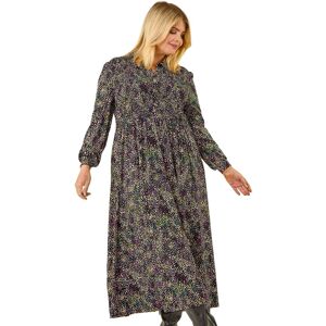Roman Women's Curve Abstract Print Shirred Midi Dress in Purple Size: 20 Purple 20 Roman Women's Curve Abstract Print Shirred Midi Dress in Purple Size: 20 Purple 20
