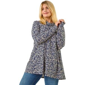 Roman Women's Curve Spot Print Cowl Neck Top in Blue Size: 22-24 Blue 22-24 Roman Women's Curve Spot Print Cowl Neck Top in Blue Size: 22-24 Blue 22-24