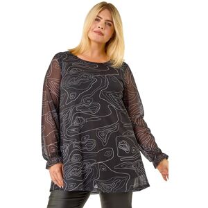 Roman Women's Curve Swirl Print Stretch Top in Black Size: 26-28 Black 26-28 Roman Women's Curve Swirl Print Stretch Top in Black Size: 26-28 Black 26-28