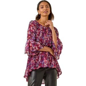 Roman Women's Metallic Abstract Pleated Top in Wine Size: 12 Wine 12 Roman Women's Metallic Abstract Pleated Top in Wine Size: 12 Wine 12