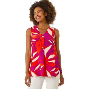 Roman Women's Floral Print Pleat Front Vest Top in Cerise Size: 20 Cerise 20 Roman Women's Floral Print Pleat Front Vest Top in Cerise Size: 20 Cerise 20