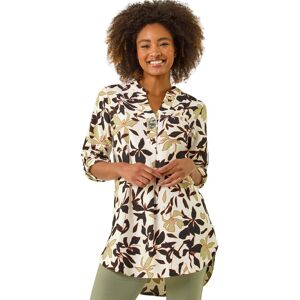 Roman Women's Floral Buttoned V-Neck Top in Ivory Size: 18 Ivory 18 Roman Women's Floral Buttoned V-Neck Top in Ivory Size: 18 Ivory 18