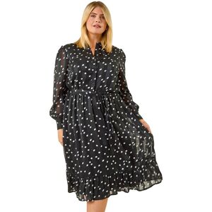 Roman Women's Curve Polka Dot Midi Dress in Black Size: 20 Black 20 Roman Women's Curve Polka Dot Midi Dress in Black Size: 20 Black 20