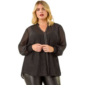 Roman Women's Curve Shimmer Chiffon Blouse in Black Size: 16 Black 16 Roman Women's Curve Shimmer Chiffon Blouse in Black Size: 16 Black 16