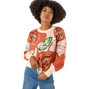 Roman Women's Sequin Floral Knit Jumper in Ivory Size: 10 Ivory 10 Roman Women's Sequin Floral Knit Jumper in Ivory Size: 10 Ivory 10