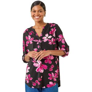 Roman Women's Floral Puff Print Stretch Top in Pink Size: 20 Pink 20 Roman Women's Floral Puff Print Stretch Top in Pink Size: 20 Pink 20