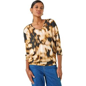 Roman Women's Printed V-Neck Stretch Top in Stone Size: 14 Stone 14 Roman Women's Printed V-Neck Stretch Top in Stone Size: 14 Stone 14