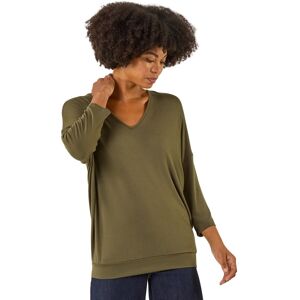 Roman Women's V-Neck Jersey Stretch T-Shirt in Khaki Size: 10 Khaki 10 Roman Women's V-Neck Jersey Stretch T-Shirt in Khaki Size: 10 Khaki 10