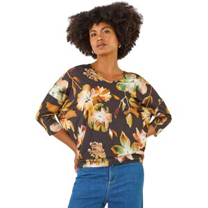 Roman Women's Floral Bubble Hem Stretch Top in Natural Size: 18 Natural 18 Roman Women's Floral Bubble Hem Stretch Top in Natural Size: 18 Natural 18