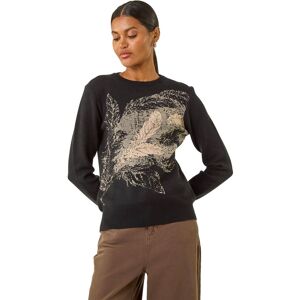 Roman Women's Jacquard Hotfix Knit Jumper in Black Size: 12 Black 12 Roman Women's Jacquard Hotfix Knit Jumper in Black Size: 12 Black 12