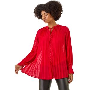 Roman Women's Tie V-Neck Pleated Blouse in Red Size: 16 Red 16 Roman Women's Tie V-Neck Pleated Blouse in Red Size: 16 Red 16