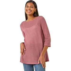 Roman Women's Crochet Knit Tunic Stretch Top in Pink Size: 14 Pink 14 Roman Women's Crochet Knit Tunic Stretch Top in Pink Size: 14 Pink 14