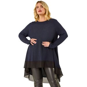 Roman Women's Curve Glitter Chiffon Hem Tunic Top in Blue Size: 22-24 Blue 22-24 Roman Women's Curve Glitter Chiffon Hem Tunic Top in Blue Size: 22-24 Blue 22-24