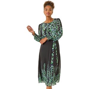 Roman Women's Floral Border Belted Midi Dress in Blue Size: 18 Blue 18 Roman Women's Floral Border Belted Midi Dress in Blue Size: 18 Blue 18