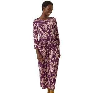 Roman Women's Shadow Floral Stretch Midi Dress in Purple Size: 10 Purple 10 Roman Women's Shadow Floral Stretch Midi Dress in Purple Size: 10 Purple 10