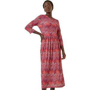 Roman Women's Zig Zag Print Midi Dress in Red Size: 18 Red 18 Roman Women's Zig Zag Print Midi Dress in Red Size: 18 Red 18