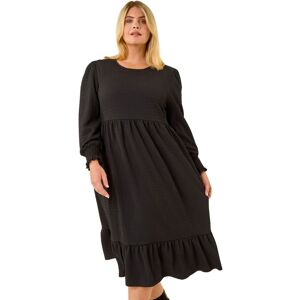 Roman Women's Curve Textured Gathered Stretch Midi Dress in Black Size: 22-24 Black 22-24 Roman Women's Curve Textured Gathered Stretch Midi Dress in Black Size: 22-24 Black 22-24