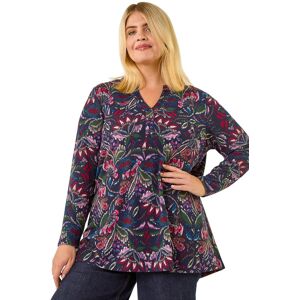 Roman Women's Paisley Print Soft Stretch Top in Navy Size: 16 Navy 16 Roman Women's Paisley Print Soft Stretch Top in Navy Size: 16 Navy 16