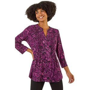 Roman Women's Paisley Print V-Neck Stretch Top in Magenta Size: 20 Magenta 20 Roman Women's Paisley Print V-Neck Stretch Top in Magenta Size: 20 Magenta 20