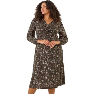 Roman Women's Curve Spot Twist Stretch Dress in Black Size: 26-28 Black 26-28 Roman Women's Curve Spot Twist Stretch Dress in Black Size: 26-28 Black 26-28