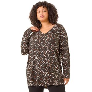 Roman Women's Curve Spotted V-Neck Stretch Top in Black Size: 18 Black 18 Roman Women's Curve Spotted V-Neck Stretch Top in Black Size: 18 Black 18