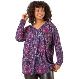 Roman Women's Curve Printed Stretch Tunic Top in Purple Size: 26-28 Purple 26-28 Roman Women's Curve Printed Stretch Tunic Top in Purple Size: 26-28 Purple 26-28