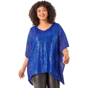 Roman Women's Curve Full Sequin Chiffon Overlay Top in Royal Size: 26-28 Royal 26-28 Roman Women's Curve Full Sequin Chiffon Overlay Top in Royal Size: 26-28 Royal 26-28
