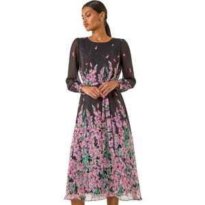 Roman Women's Floral Border Print Belted Midi Dress in Pink Size: 16 Pink 16 Roman Women's Floral Border Print Belted Midi Dress in Pink Size: 16 Pink 16