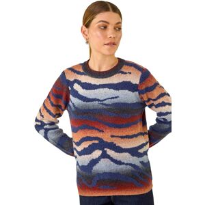 Roman Women's Contrast Animal Print Knit Jumper in Navy Size: 10 Navy 10 Roman Women's Contrast Animal Print Knit Jumper in Navy Size: 10 Navy 10
