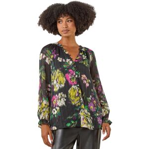 Roman Women's Metallic Floral Print Blouse in Black Size: 20 Black 20 Roman Women's Metallic Floral Print Blouse in Black Size: 20 Black 20