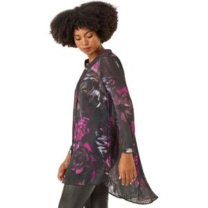 Roman Women's Floral Print Pleated Back Blouse in Black Size: 14 Black 14 Roman Women's Floral Print Pleated Back Blouse in Black Size: 14 Black 14