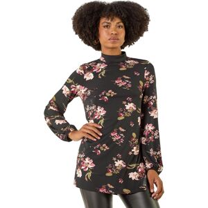 Roman Women's Floral High Neck Tunic Top in Black Size: 18 Black 18 Roman Women's Floral High Neck Tunic Top in Black Size: 18 Black 18