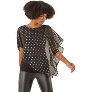 Roman Women's Foil Spot Overlay Asymmetric Top in Black Size: 16 Black 16 Roman Women's Foil Spot Overlay Asymmetric Top in Black Size: 16 Black 16