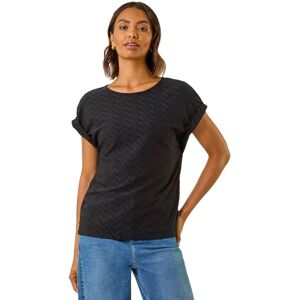 Roman Women's Textured Short Sleeve Stretch Tee in Black Size: 12 Black 12 Roman Women's Textured Short Sleeve Stretch Tee in Black Size: 12 Black 12