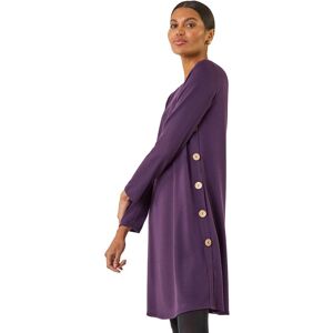 Roman Women's Side Button Detail Stretch Swing Dress in Purple Size: 16 Purple 16 Roman Women's Side Button Detail Stretch Swing Dress in Purple Size: 16 Purple 16