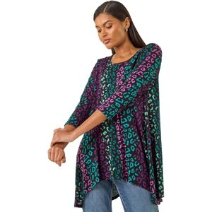 Roman Women's Animal Print Hanky Hem Stretch Top in Teal Size: 20 Teal 20 Roman Women's Animal Print Hanky Hem Stretch Top in Teal Size: 20 Teal 20