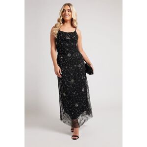 Yours Women's Floral Hand Embellished Maxi Dress in Black Size: 22 Black 22 Yours Women's Floral Hand Embellished Maxi Dress in Black Size: 22 Black 22