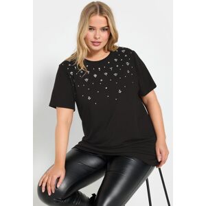 Yours Women's Diamante Embellished Short Sleeve T-Shirt in Black Size: 30-32 Black 30-32 Yours Women's Diamante Embellished Short Sleeve T-Shirt in Black Size: 30-32 Black 30-32
