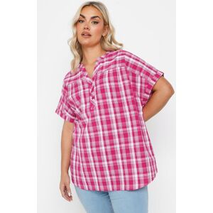 Yours Women's Check Print Textured Blouse in Pink Size: 18 Pink 18 Yours Women's Check Print Textured Blouse in Pink Size: 18 Pink 18