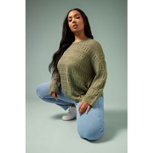 Yours Women's Pointelle Knitted Jumper in Green Size: 30-32 Green 30-32 Yours Women's Pointelle Knitted Jumper in Green Size: 30-32 Green 30-32