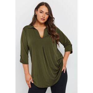 Yours Women's Collared Pleat Front Swing Top in Light Khaki Size: 22-24 Light Khaki 22-24 Yours Women's Collared Pleat Front Swing Top in Light Khaki Size: 22-24 Light Khaki 22-24