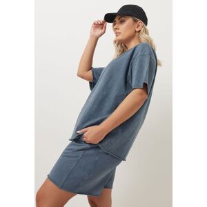 Yours Women's Acid Wash Oversized Sweat T-Shirt in Blue Size: 18 Blue 18 Yours Women's Acid Wash Oversized Sweat T-Shirt in Blue Size: 18 Blue 18