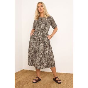 Yours Women's Leopard Print Tie Front Dress in Brown Size: 22-24 Brown 22-24 Yours Women's Leopard Print Tie Front Dress in Brown Size: 22-24 Brown 22-24