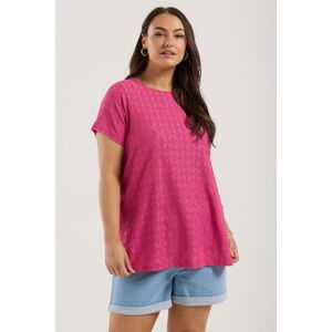 Yours Women's Broderie Anglaise Textured Swing Top in Pink Size: 38-40 Pink 38-40 Yours Women's Broderie Anglaise Textured Swing Top in Pink Size: 38-40 Pink 38-40