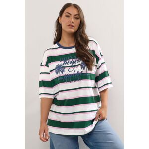 Yours Women's 'Beach Club' Stripe Short Sleeve T-Shirt in Green Size: 20 Green 20 Yours Women's 'Beach Club' Stripe Short Sleeve T-Shirt in Green Size: 20 Green 20