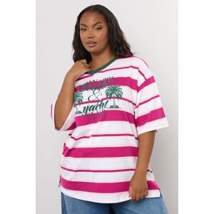 Yours Women's 'Beach Club' Stripe Short Sleeve T-Shirt in Pink Size: 16 Pink 16 Yours Women's 'Beach Club' Stripe Short Sleeve T-Shirt in Pink Size: 16 Pink 16