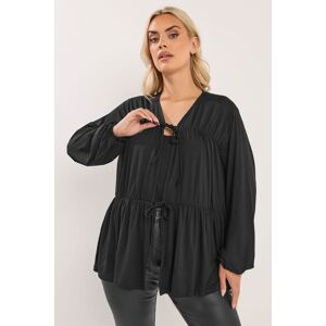 Yours Women's Gathered Tie Front Top in Black Size: 22-24 Black 22-24 Yours Women's Gathered Tie Front Top in Black Size: 22-24 Black 22-24