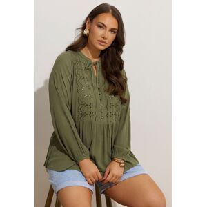 Yours Women's Broderie Anglaise Tie Neck Blouse in Light Khaki Size: 20 Light Khaki 20 Yours Women's Broderie Anglaise Tie Neck Blouse in Light Khaki Size: 20 Light Khaki 20