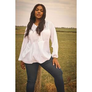 Yours Women's Broderie Anglaise Tie Neck Blouse in Cream Size: 20 Cream 20 Yours Women's Broderie Anglaise Tie Neck Blouse in Cream Size: 20 Cream 20